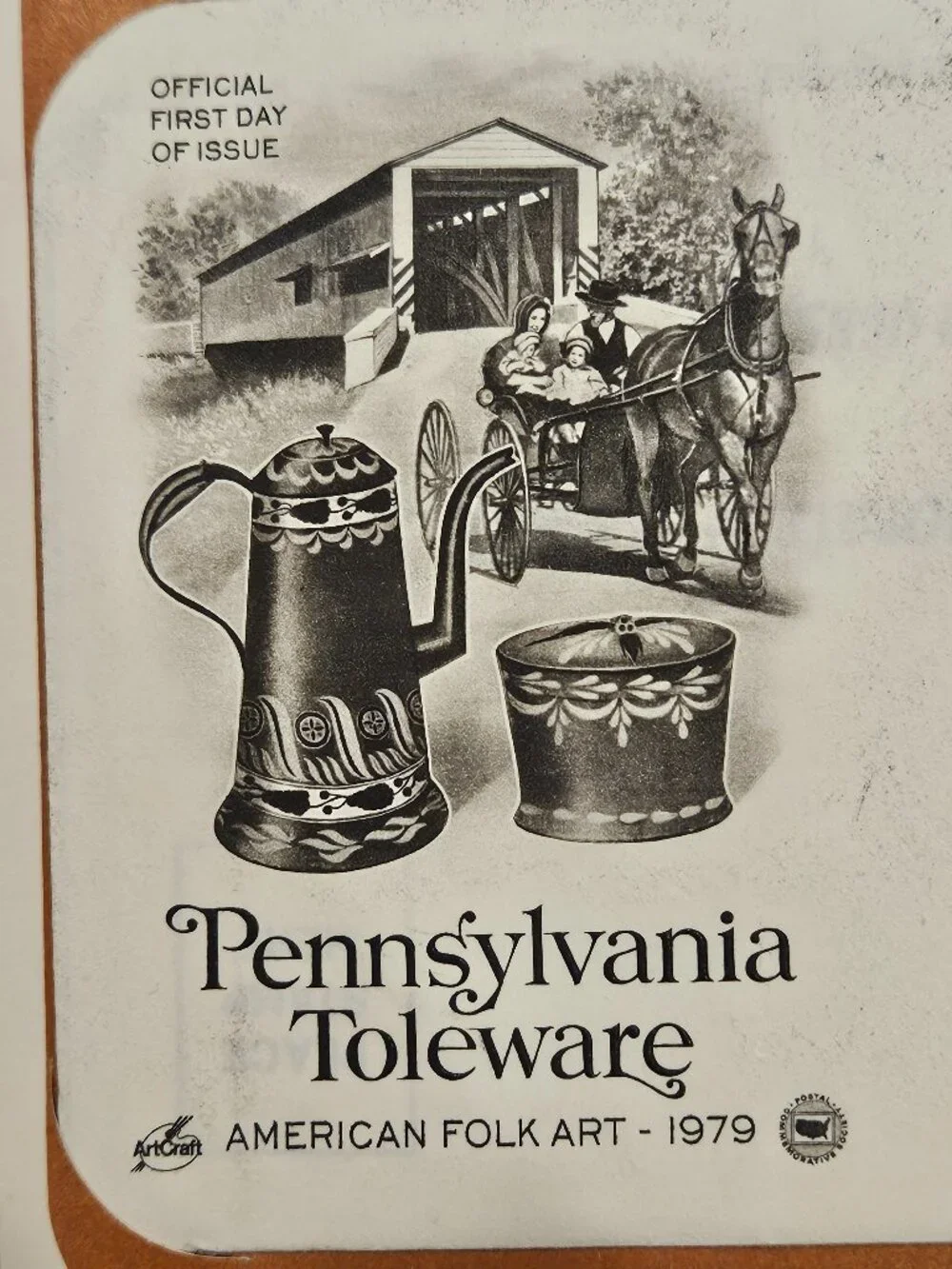 RARE COLLECTIBLE USPS 1ST DAY ISSUE COVER PENNSYLVANIA TOLEWARE FOLK ART STAMP 1